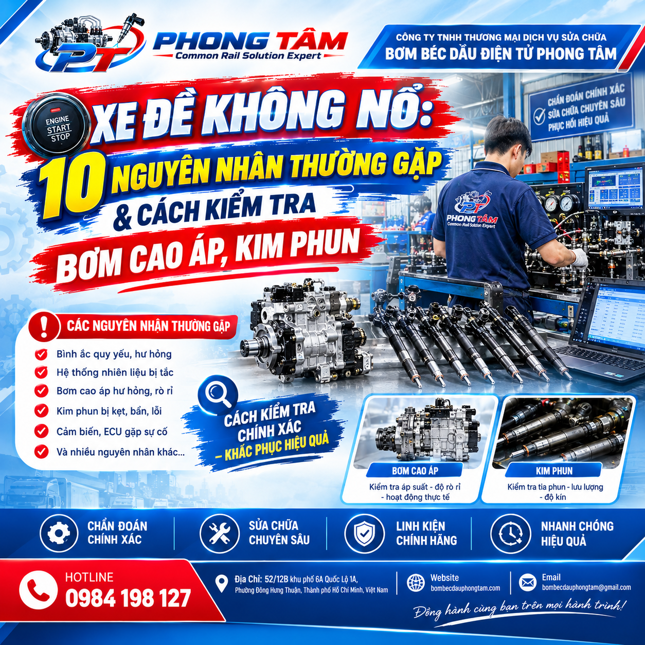 Xe Đề Không Nổ: 10 Nguyên Nhân Thường Gặp & Cách Kiểm Tra Bơm Cao Áp, Kim Phun