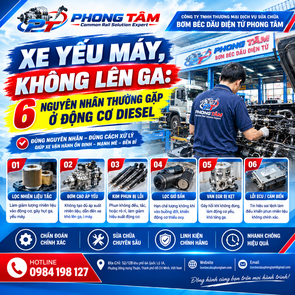 Xe Yếu Máy, Không Lên Ga: 6 Nguyên Nhân Thường Gặp Ở Động Cơ Diesel
